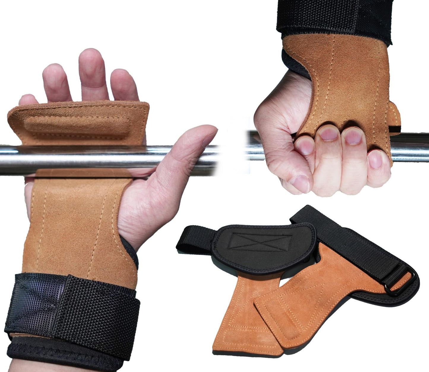 Wrist Wraps For Weightlifting Lifting Wrist Straps Grips Enhanced Gym Lifting Straps For Deadlift And Powerlifting Double-Layer Cowhideg and Pull Up for Men Women (Pair)