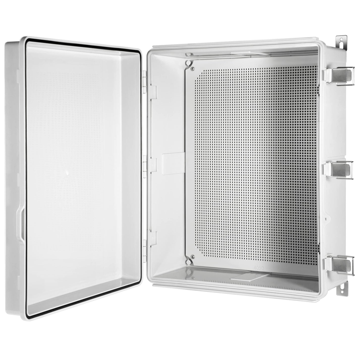 Ordentlich Waterproof Electrical Junction Box IP67 ABS Plastic Enclosure with Hinged Cover with Mounting Plate, Wall Brackets (Grey Cover, 20"×16.1"×7.9")