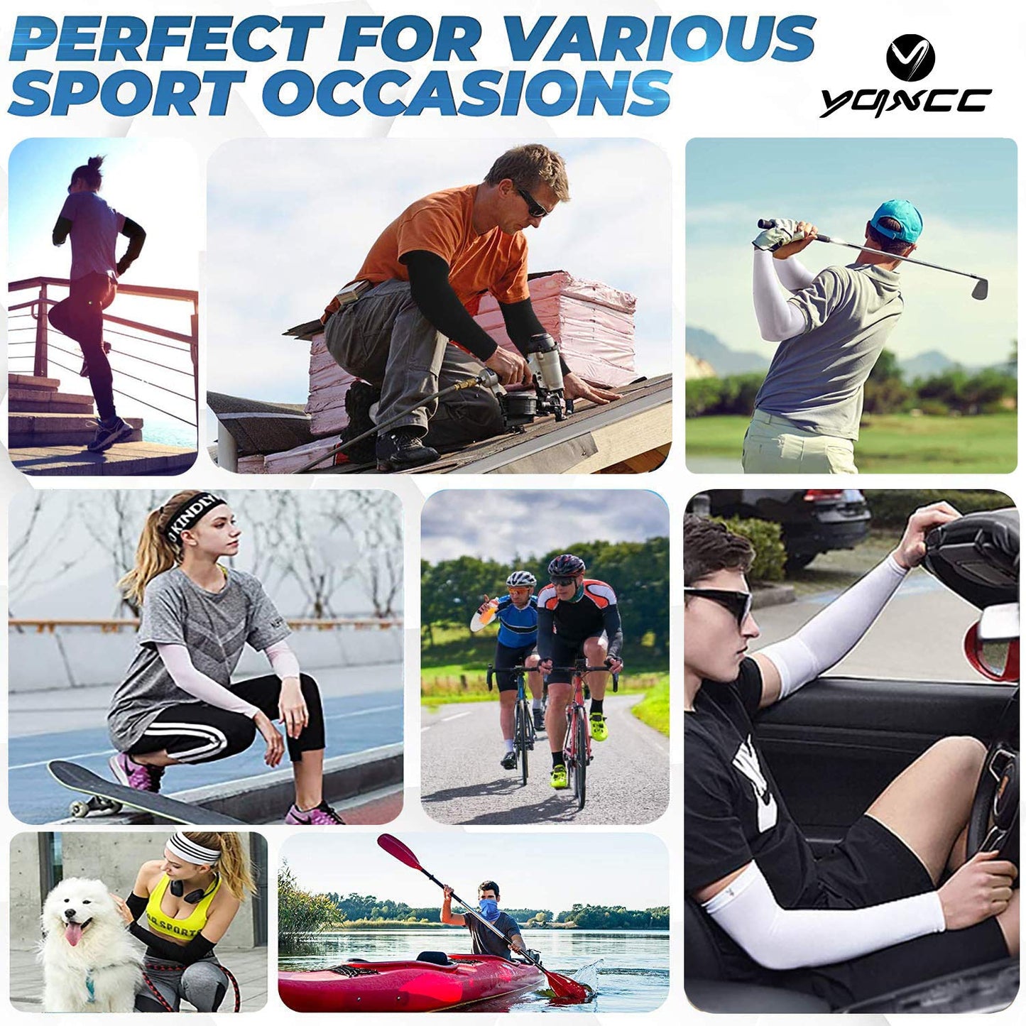 YQXCC 6 Pairs Arm Sleeves for Men Women | UPF 50 Cooling UV Sun Protection | Sports Compression Sleeves