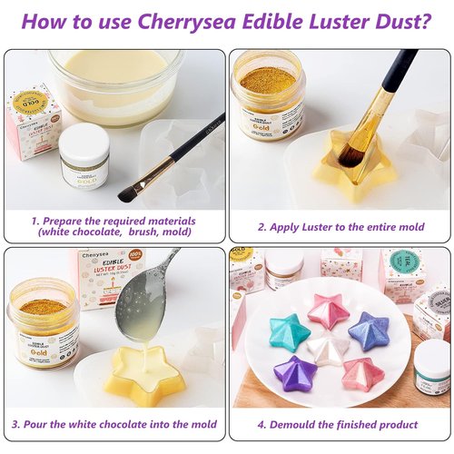 Cherrysea Violet Edible Luster Dust - Food Grade Cake Dusting Powder for Baking | 10 Grams