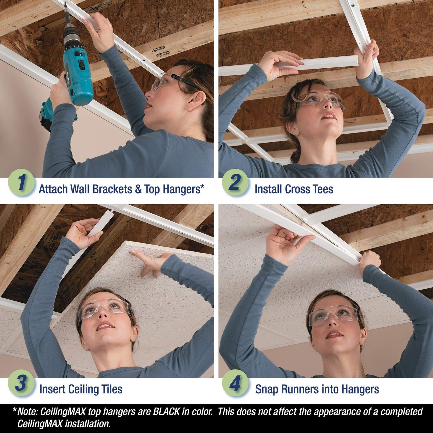 CeilingMAX 100 sq ft White Surface Mount Ceiling Grid Kit