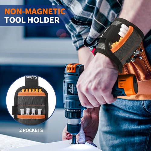 Magnetic Wristband - 2PCS Screw Holder with 15 Strong Magnets & Pockets | Perfect Gift for Men & Women