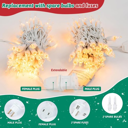 HEYFUNi Clear Christmas Lights Set - 50 Count Mini String Lights for Holiday Decor | 13 Feet White Wire