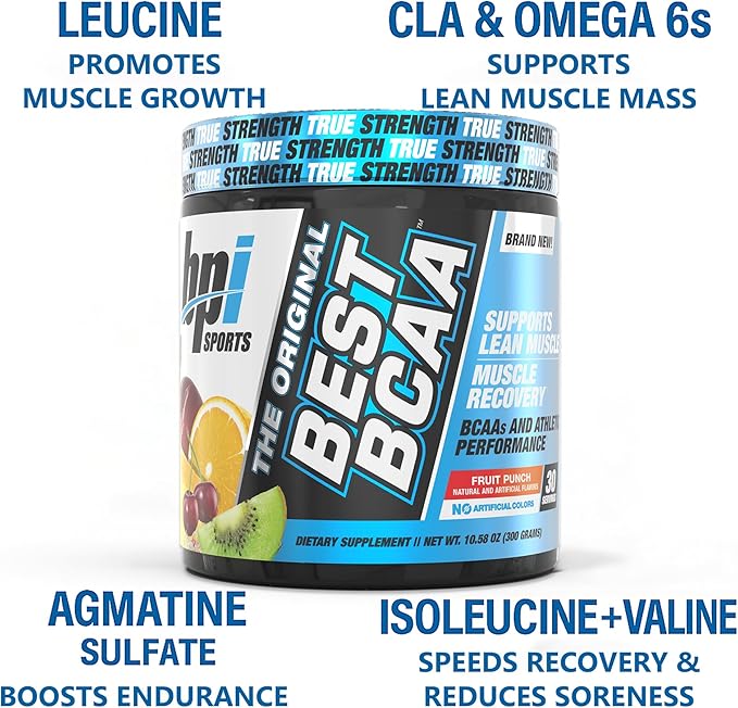 BPI Sports Best BCAA - BCAA Powder - Branched Chain Amino Acids - Muscle Recovery - Muscle Protein Synthesis - Lean Muscle - Improved Performance ??Hydration ??Fruit Punch - 60 Servings - 1.32 Pound