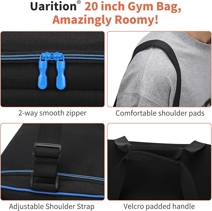 Mens Gym Bag 21 inch Large Overnight Weekender Duffle Bag for Travel Sport-Blue/Black