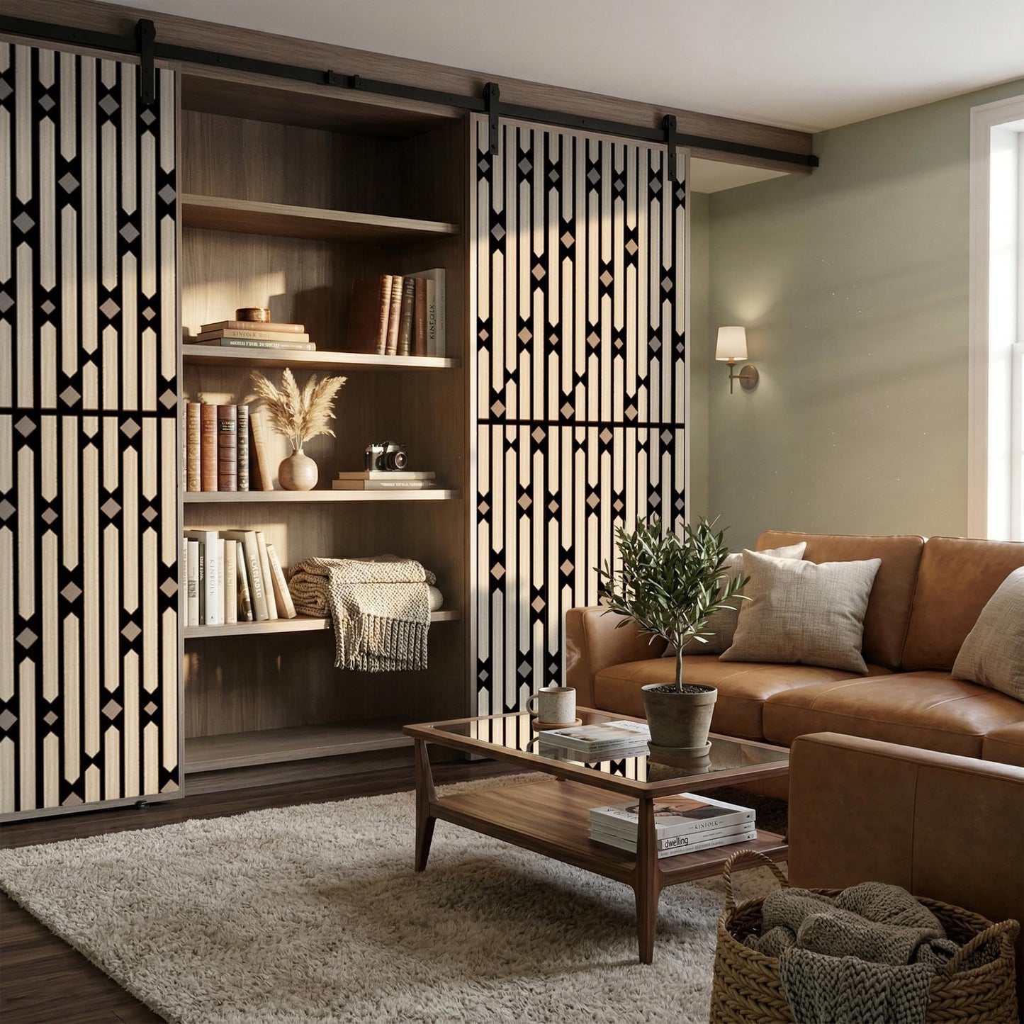 PVC Acoustic Wall Panels, Geometric Sound-Reducing Panels with Built-in Acoustic Layer, 23.6 × 47.2 Inches, 4 Panels per Box, Modern Decorative Wall Panels (Grey) (Natural)