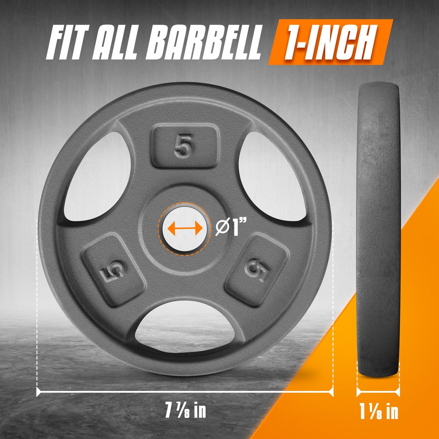 Yes4All 1 Inch Grip Cast Iron Weight Plates for Dumbbells – Standard Weight Plates - 5lb - Single
