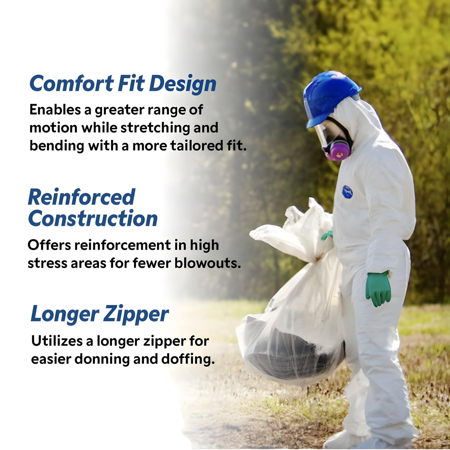 DuPont - TY127SWHMD002500 Tyvek 400 TY127S Disposable Protective Coverall with Respirator-Fit Hood and Elastic Cuff, White, Medium (Pack of 25)