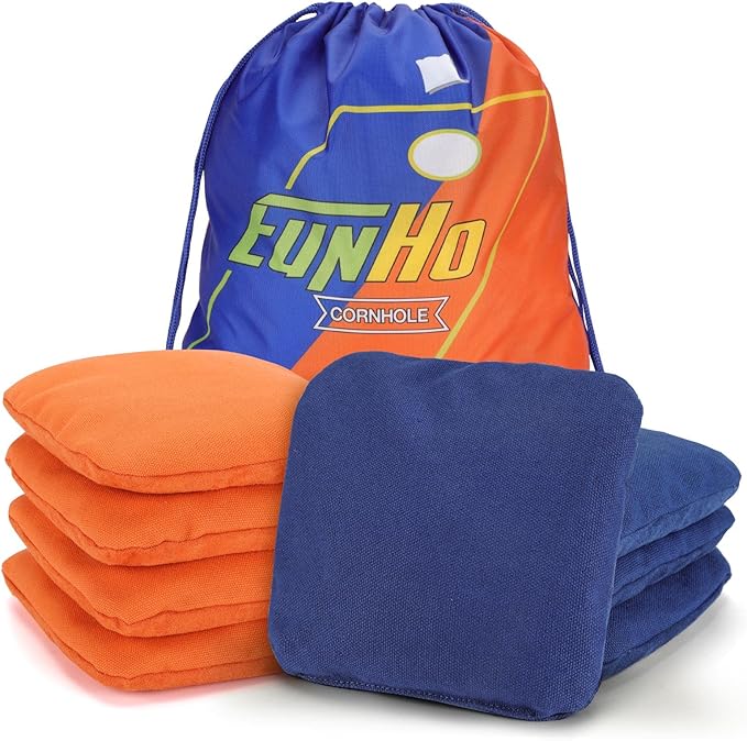 EunHo Dual Sided Cornhole Bags Regulation Set of 8 Professional Cornhole Bean Bags Slick and Stick for Tossing Game-All Weather