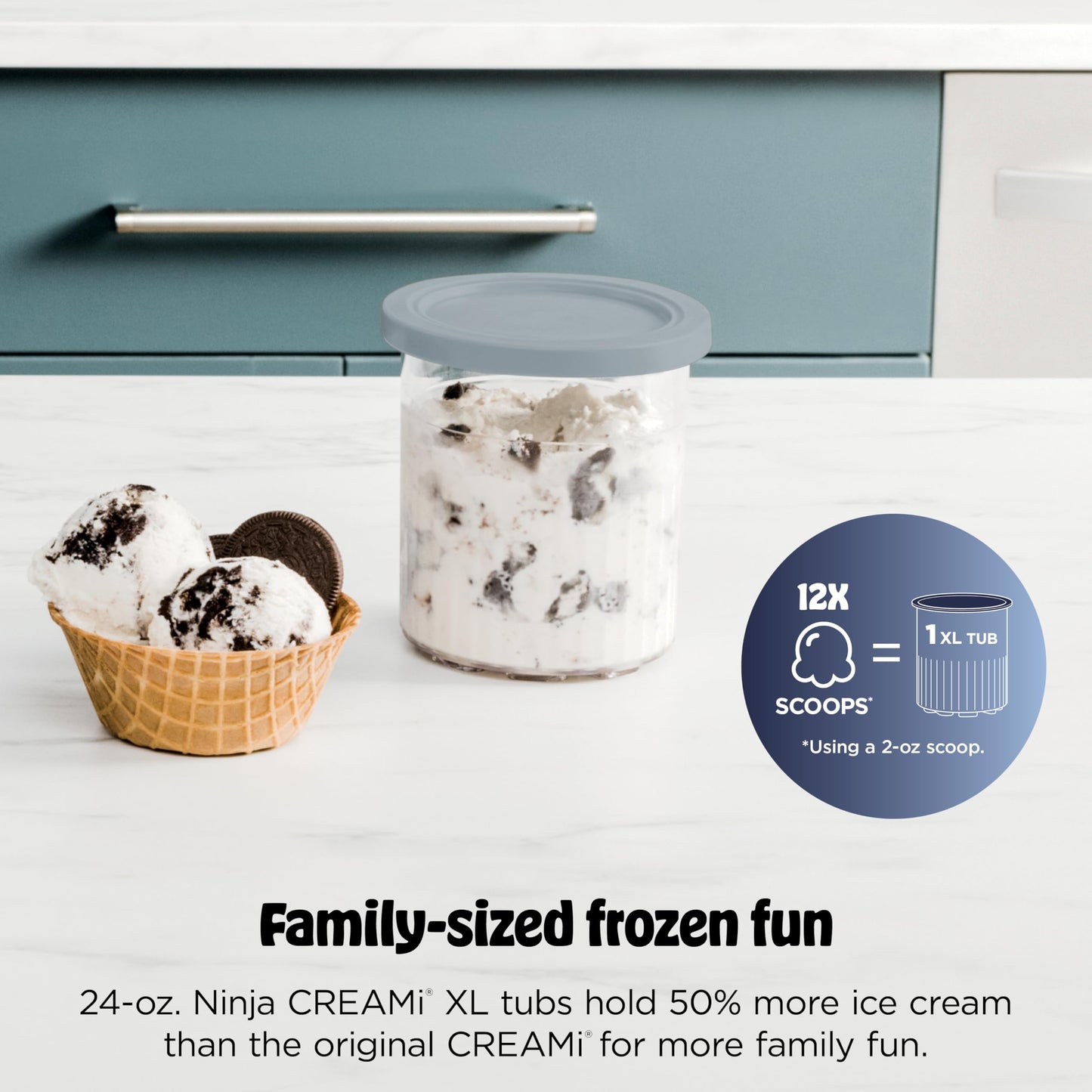 Ninja CREAMi Deluxe Ice Cream Maker | 11-in-1 Create Frozen Desserts, Sorbet, Milkshakes, Yogurt & More | Includes 2 Dishwasher Safe XL 24 Oz. Tubs with storage lids | Silver | NC501