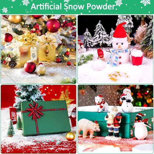 Hatisan 13 Ounces Fake Snow Decoration - Artificial Snow for Christmas & Holiday Crafts | Dry Plastic Snowflakes