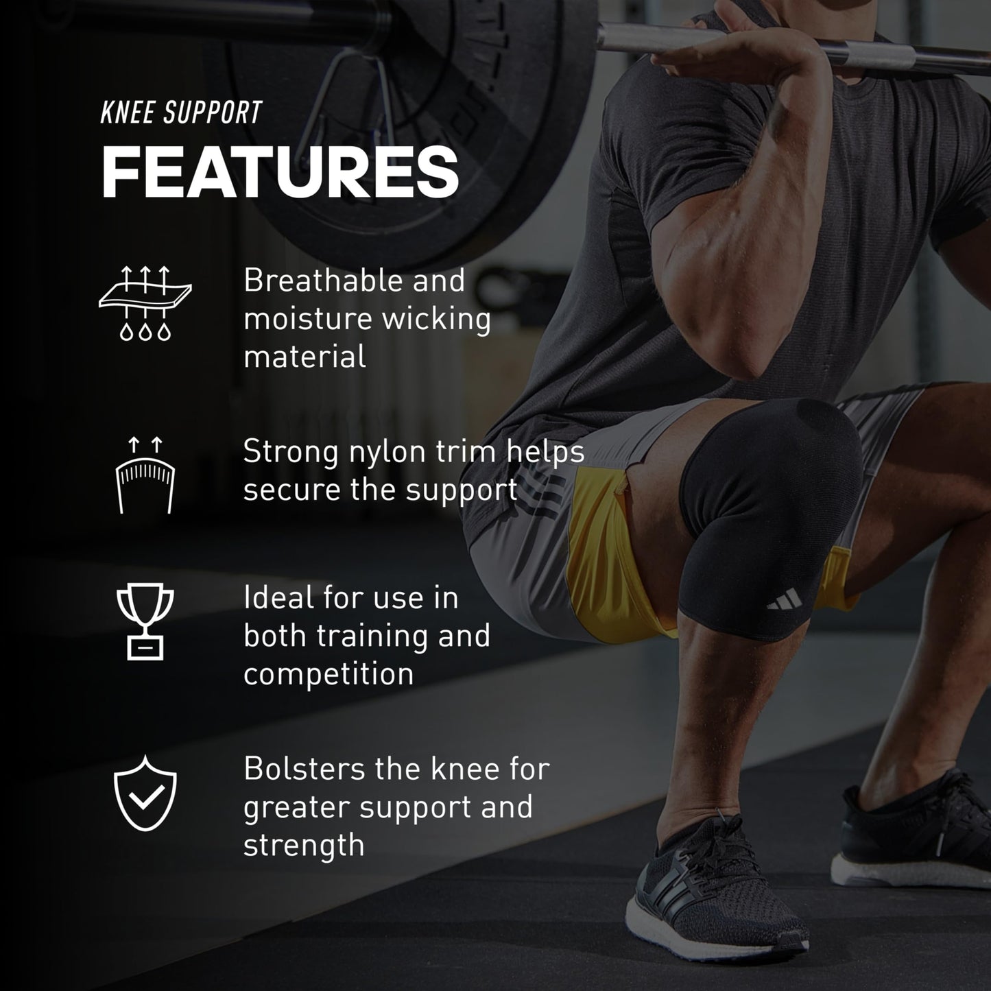 adidas Support Knee Sleeve, Ergonomic Knee Compression Sleeve