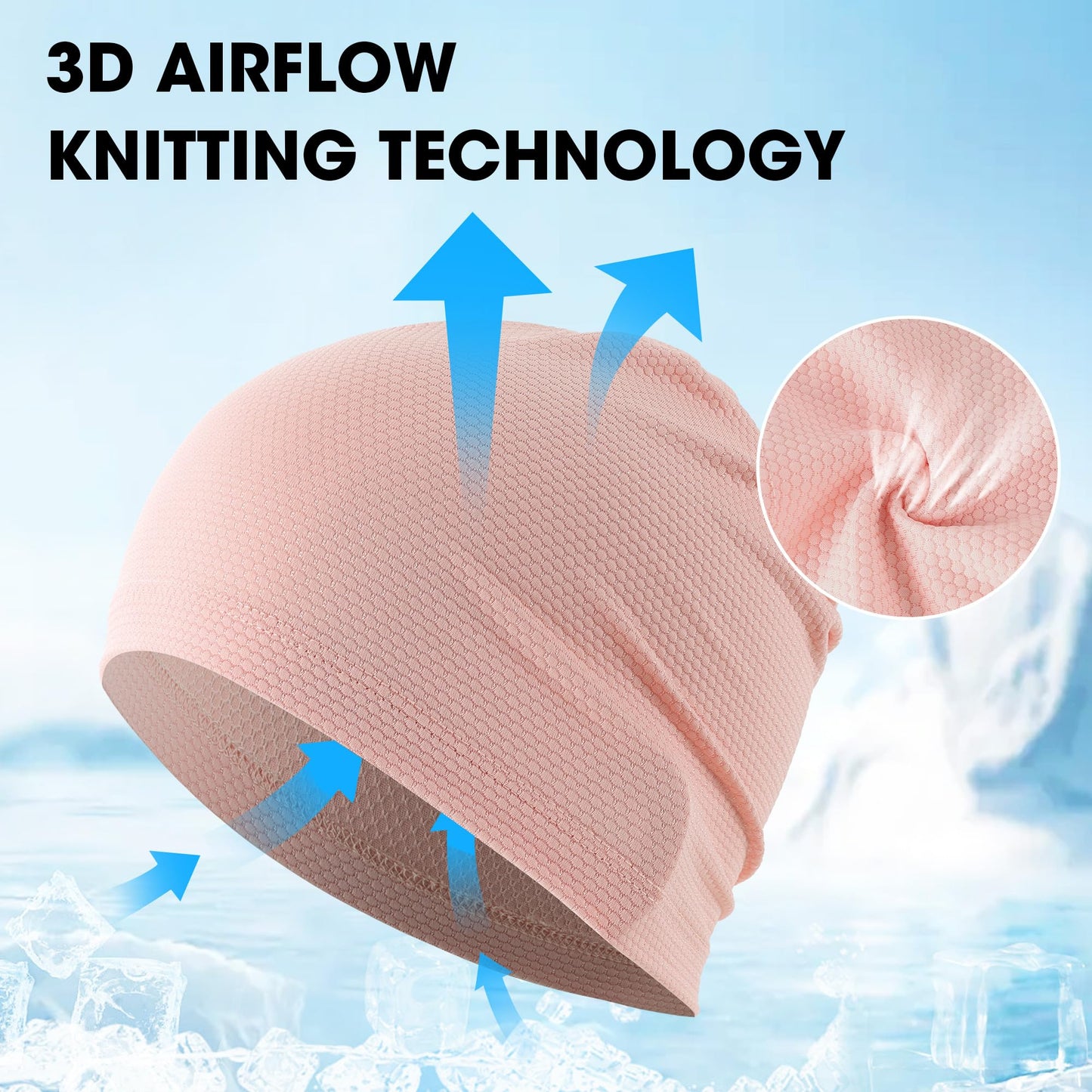 WTACTFUL Cooling Skull Cap for Men Women Breathable Sweat Hat Running Caps Skull Caps Thin Slouchy Beanie for Cycling Motorcycle Riding Football Helmet Hard Hat Liner Summer Sport 2-Pack Black Pink