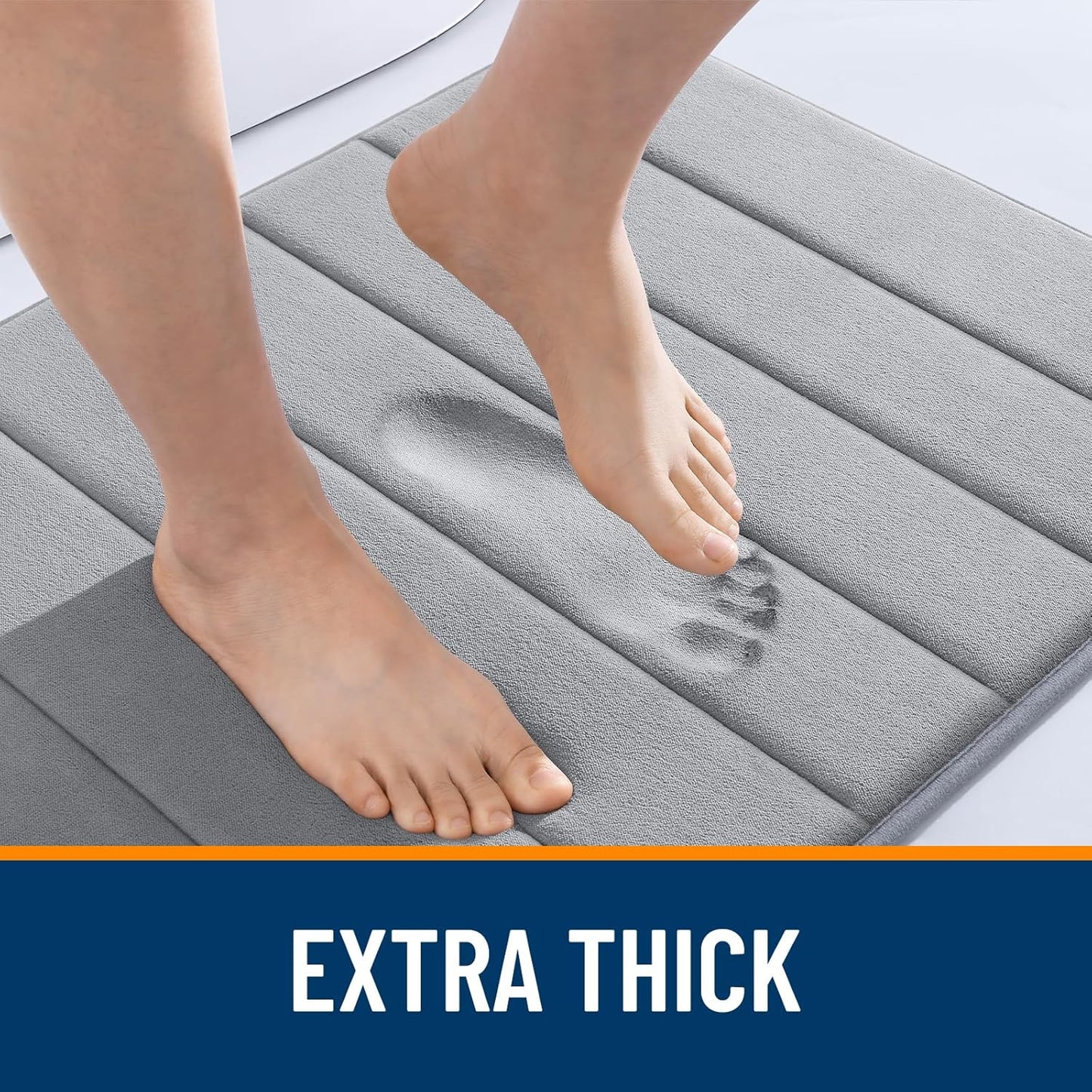 OLANLY Memory Foam Bath Mat - Super Soft & Absorbent | Quick Dry, Machine Washable, 30x20 in Grey
