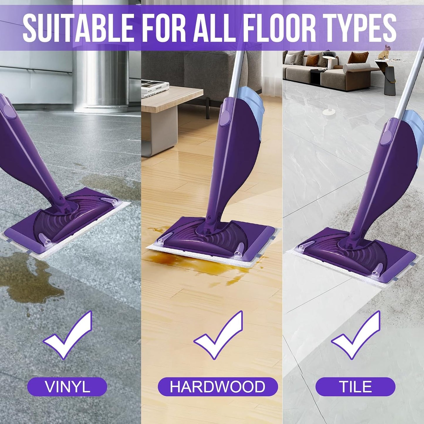 Skiennix Mopping Pad Refill - Disposable Multi-Surface Wet Jet Mop Pads for Hardwood Floors | 120 Count