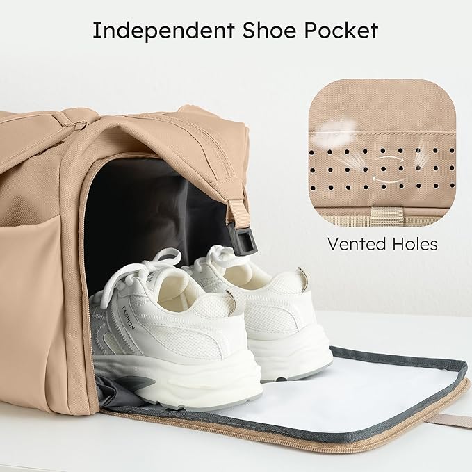 Gym Bag for Men with Shoes Compartment and Wet Pocket Convertible Duffle Bag and Gym Backpack Waterproof Sports Bag with 2 Bottle Holders Weekender Overnight Bag - Khaki