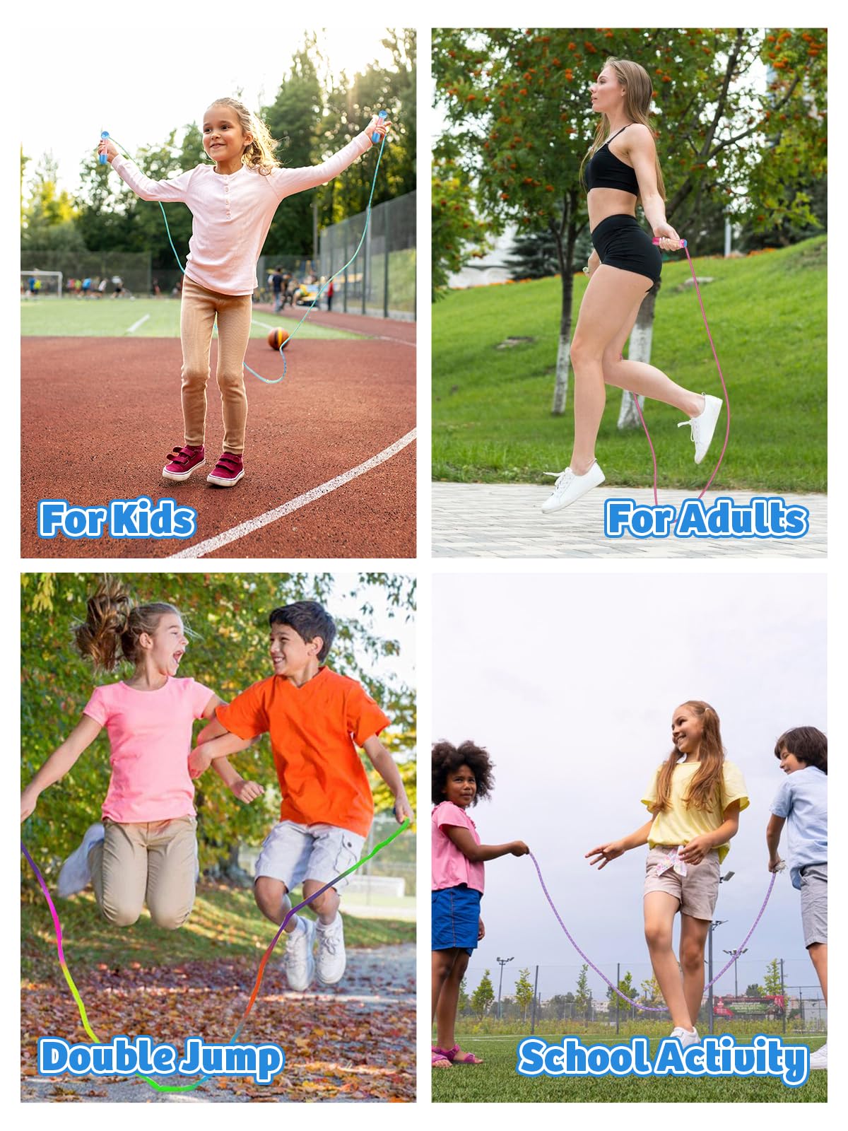 Lorvain Jump Rope for Kids, 9.2FT Adjustable Cotton Skipping Rope with Wooden Handle for Girls and Boys Fitness Workout Exercise Outdoor Activity