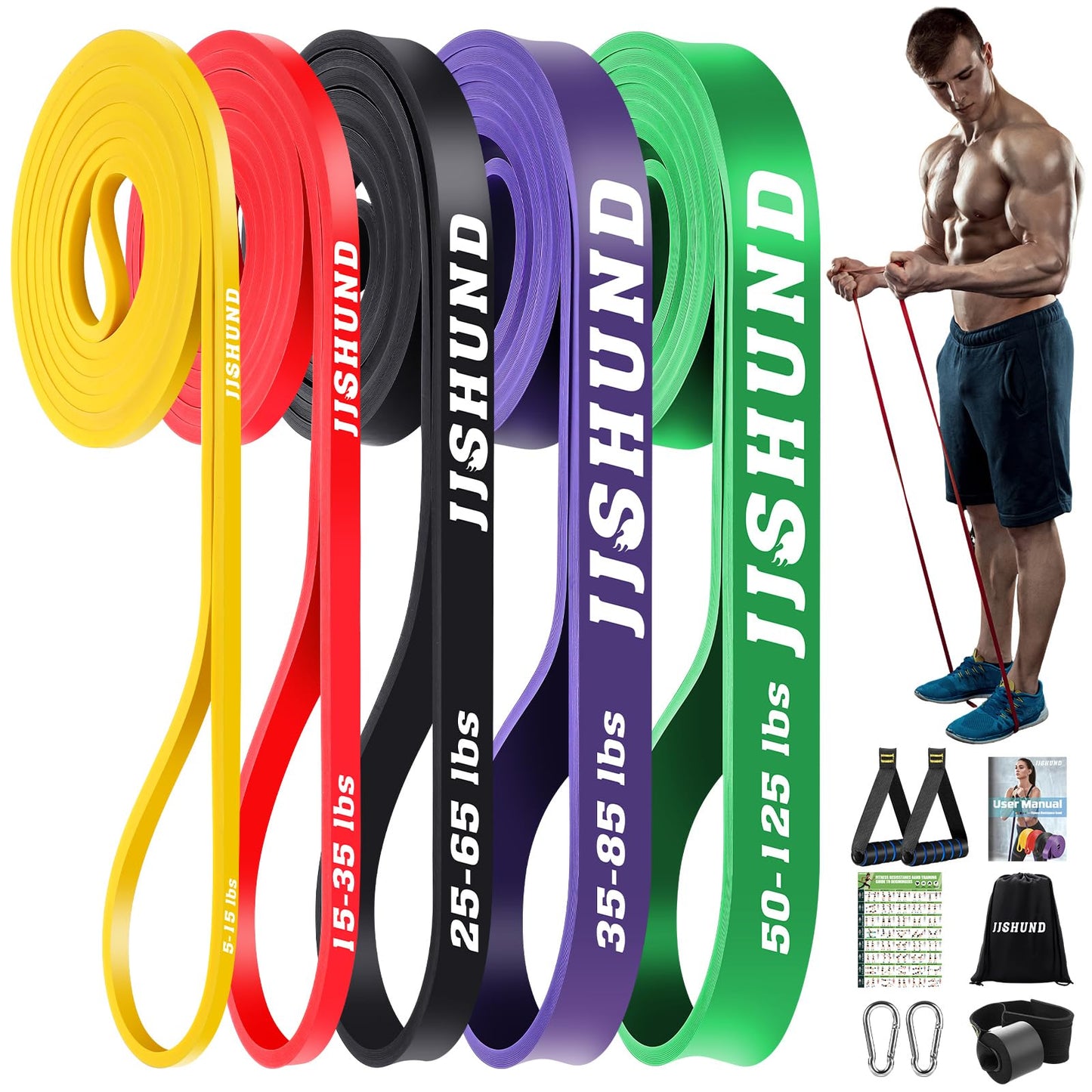 Resistance Bands, 5 Pcs Pull Up Assistance Bands Pull Up Bands Exercise Bands for Men Women, Workout Bands for Working Out, Muscle Strength Training, Body Stretching