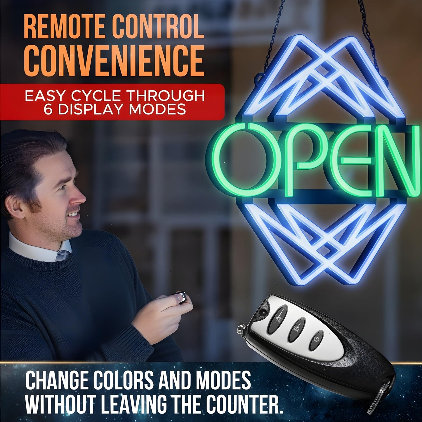 Open Sign for Business with 49 Color Combinations – ULTRA BRIGHT LED Neon Sign Visible Day and Night – Large Window Sign – by Element Lux Signs – 20 x 22in