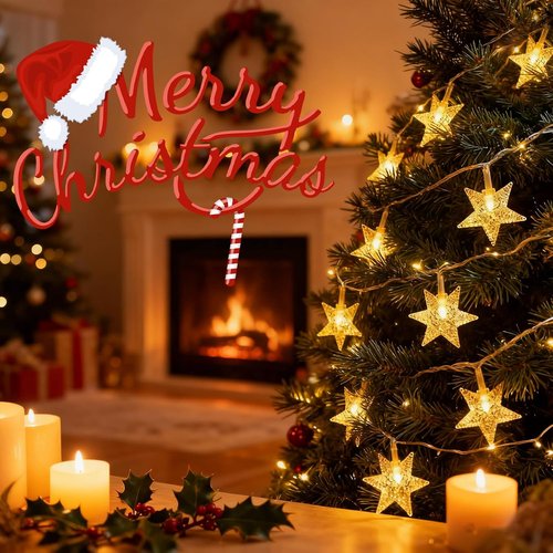 Echosari Star String Lights - Battery Operated LED Fairy Lights with Auto Timer | 158in, 8 Modes, Warm White