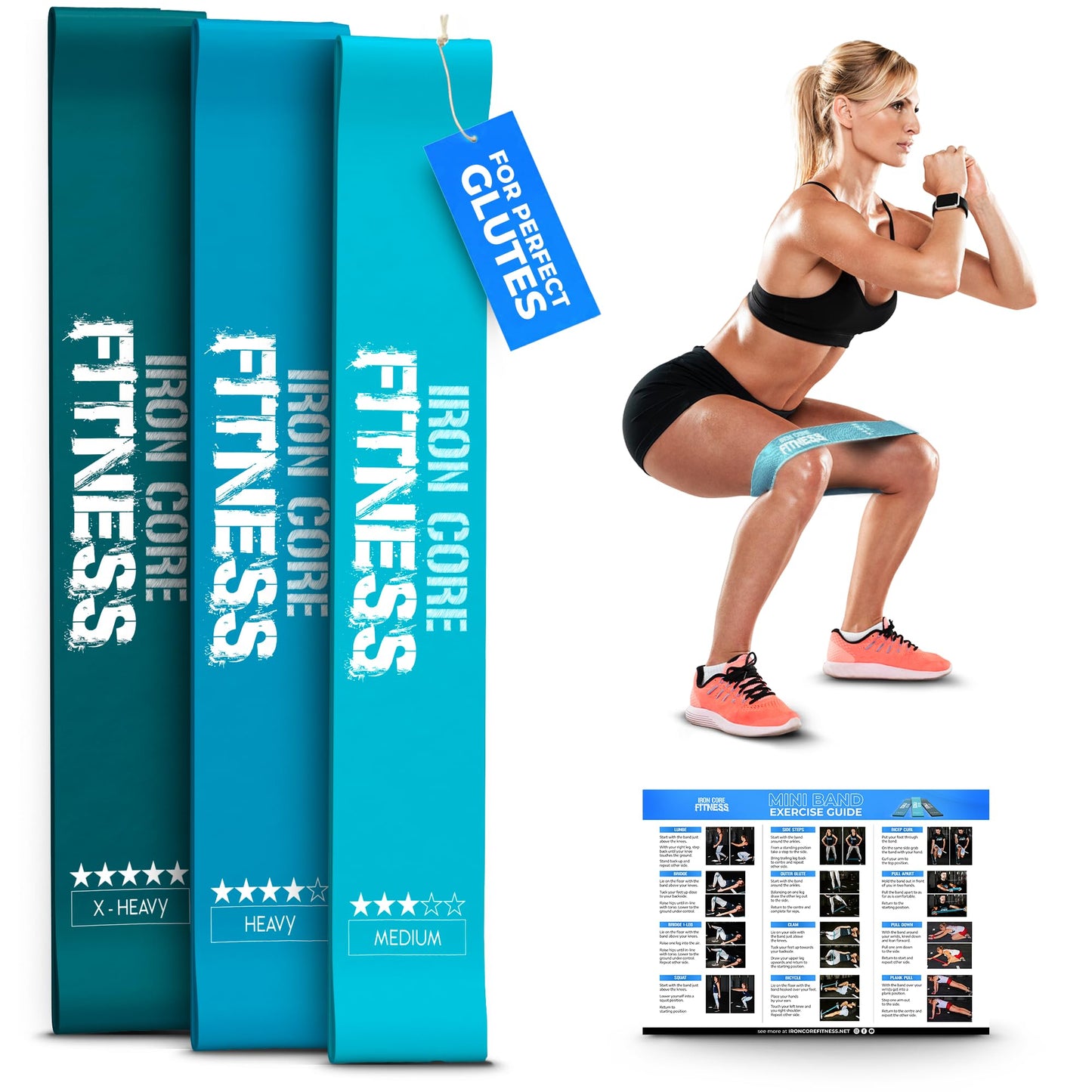 Latex Mini Loop Resistance Bands for Working Out – Medium to X-Heavy Resistant Levels Workout Bands – Elastic Band for Women – Perfect for Glute, Thigh, Legs, and Physical Therapy Exercises 3 Pack