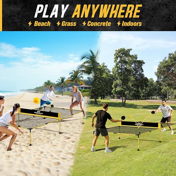 PodiuMax Outdoor Family Game Table Tennis Table, Portable Ping Pong/Pickleball/Volleyball Sport Net, Outdoor Game Set for Adults and Family, Ping Pong Tables for Backyard & Beach & Park