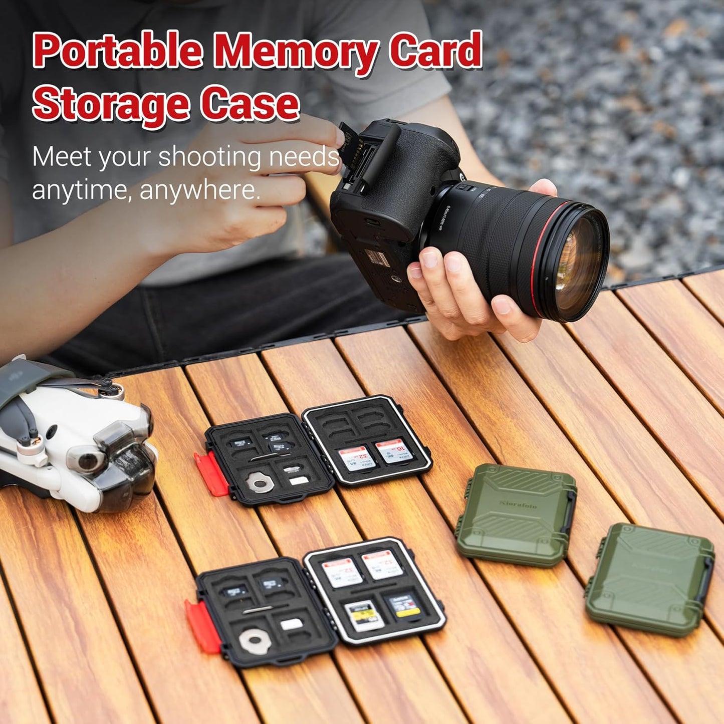 Kiorafoto 18 IP67 8 4 4 2 Memory Card Case with Slots, Waterproof Anti-Shock Travel Camera Memory Card Holder for SD