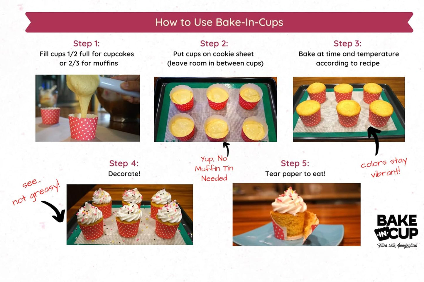 Skiennix Paper Baking Cups - Greaseproof Disposable Cupcake Liners | Large Floral 50-Pack