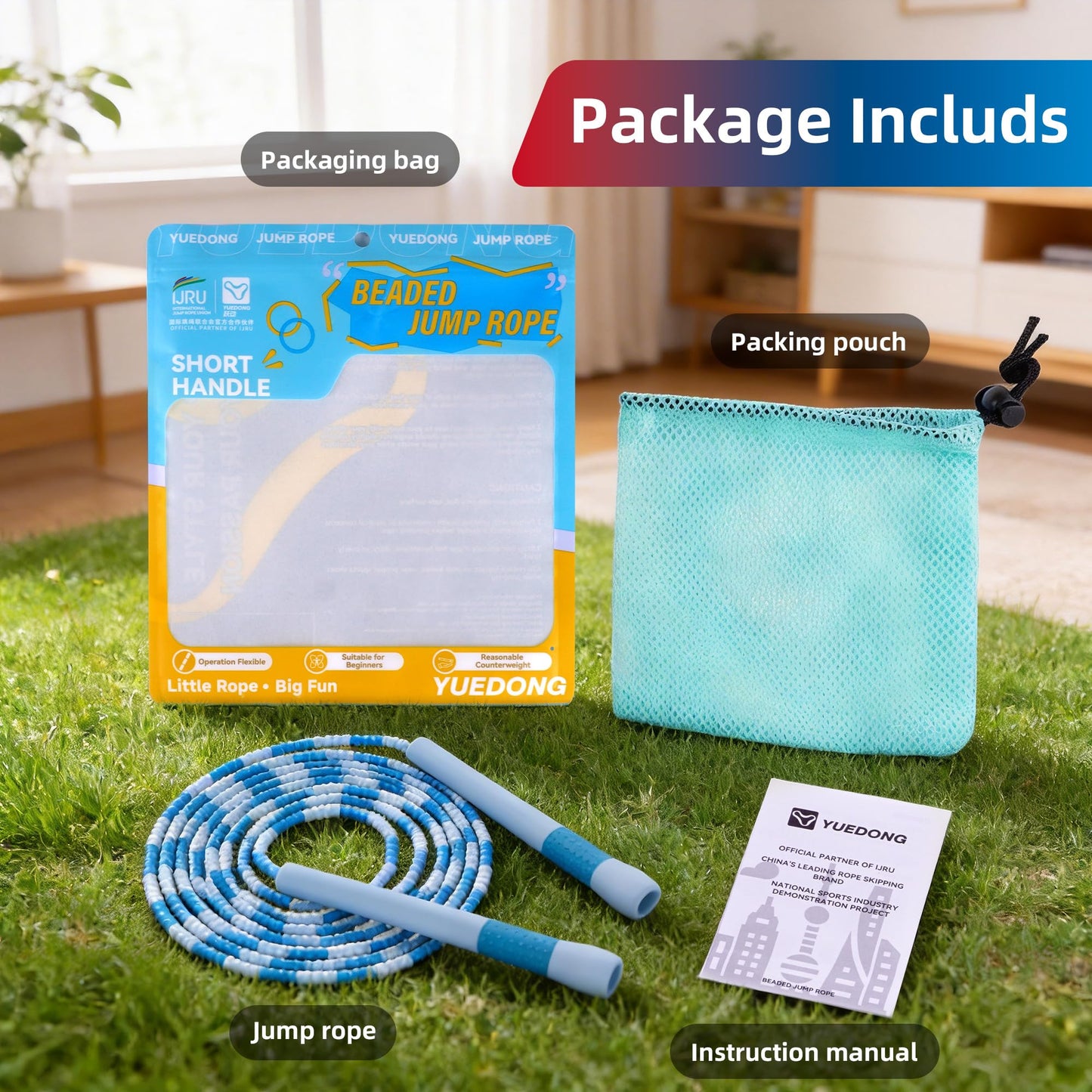 YUEDONG Colorful Magic Jump Rope, TPU Segmented Skipping Rope for Beginners, Adjustable Length with Anti-Slip Handle, Lightweight 102g, Durable & Flexible for Fitness Exercise (1, Green, 2.8M)