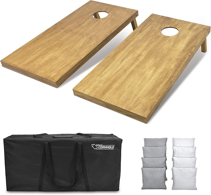 GoSports 4 ft x 2 ft Regulation Size Wooden Cornhole Boards Set - Includes Carrying Case - Full Regulation Size Bean Bag Toss Boards