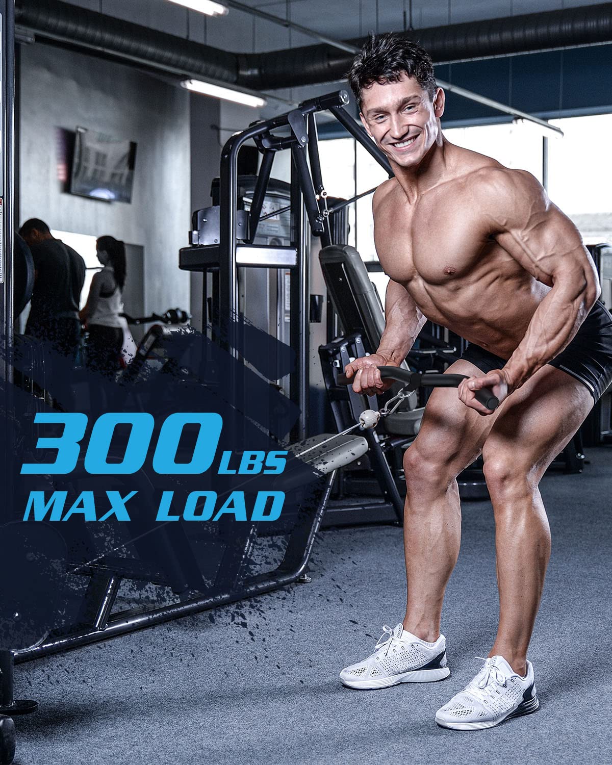 19” LAT Pull Down Bar Attachments, Cable Attachments for Gym, LAT Pullown Bar for Cable Machine Attachment, LAT Bars with Rubber Handgrips for Home Gym Training Tricep Back Muscles