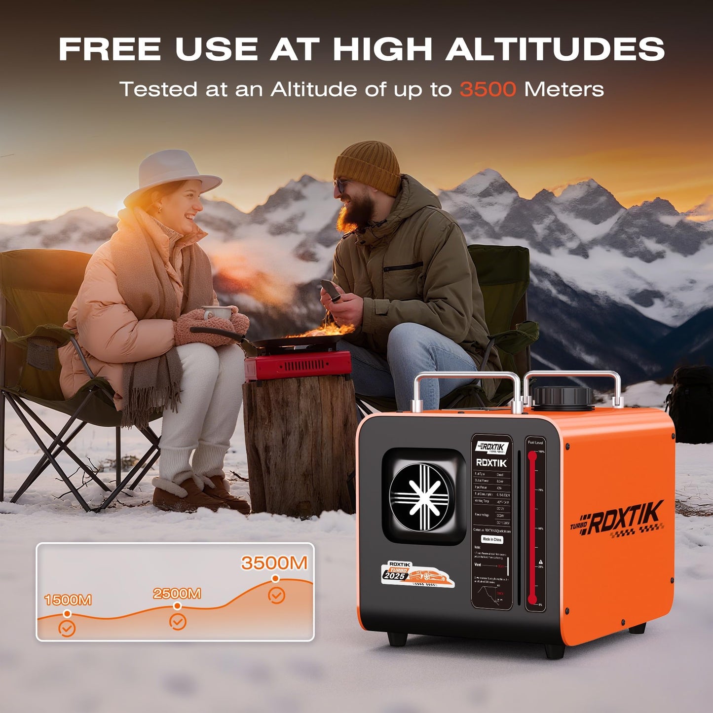 RDXTIK 8L Diesel Heater, 8KW 12V/24V/110V/240V All in One Diesel Heater with LCD Switch, Remote Control, Muffler for Truck, RV, Home, Car, Campers, Boat, Orange