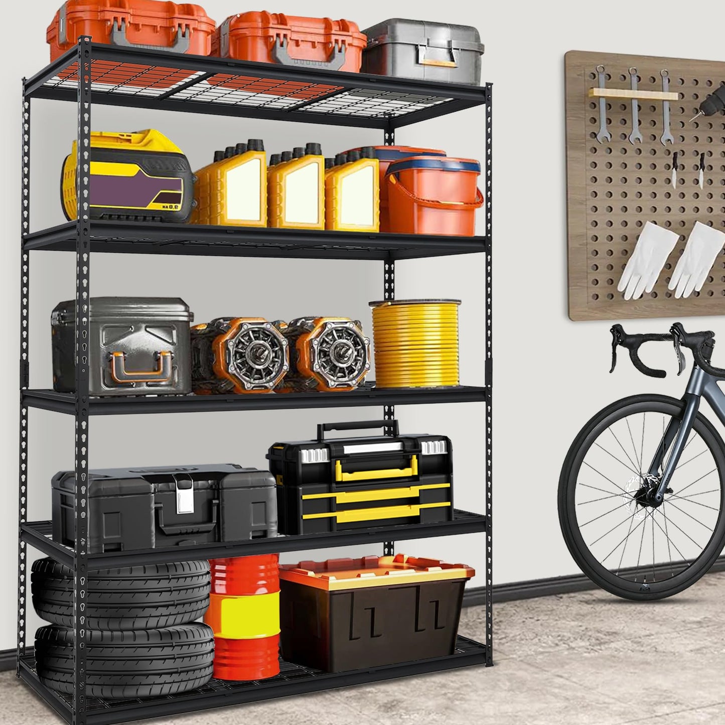 Towallmark Heavy Duty Storage Shelves 60 * 24in, 5 Tier Garage Storage Shelving, Adjustable Metal Storage Shelf Unit, Easy Assemble Garage Storage Shelving