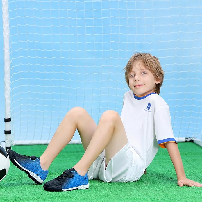 brooman Kids Indoor Soccer Shoes Boys Girls Soccer Cleats Athletic Turf Shoes