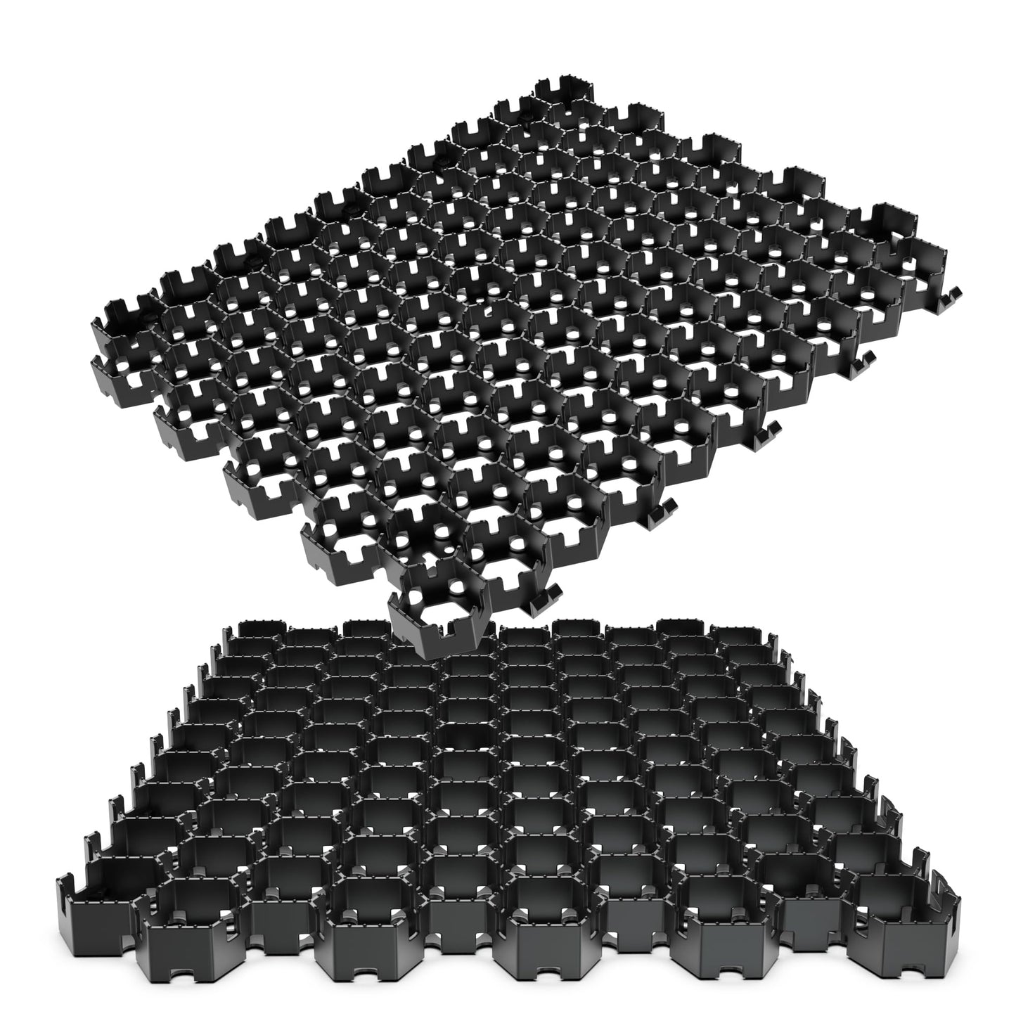 Vodaland Permeable HexPave System - Grass & Gravel Pavers - 100% Recycled PPE Plastic, Handles 27,000 lbs, 1" Depth, 65 s.f / 22 Units
