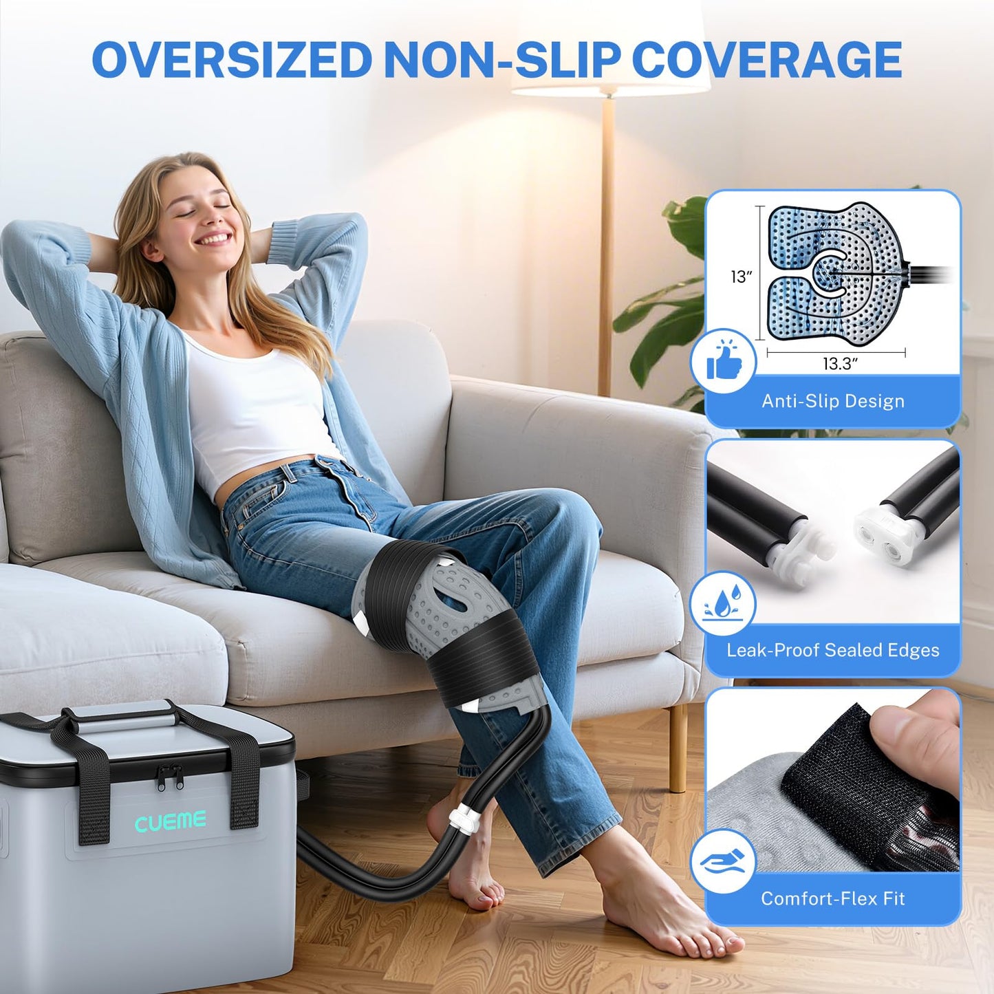 CUEME 20 QT Ice Machine for Knee After Surgery, Programmable Timer Cold Therapy Machine, Knee Replacement Recovery System, Cryotherapy Pain Relief Pad for Shoulder, Hip, Ankle & Foot