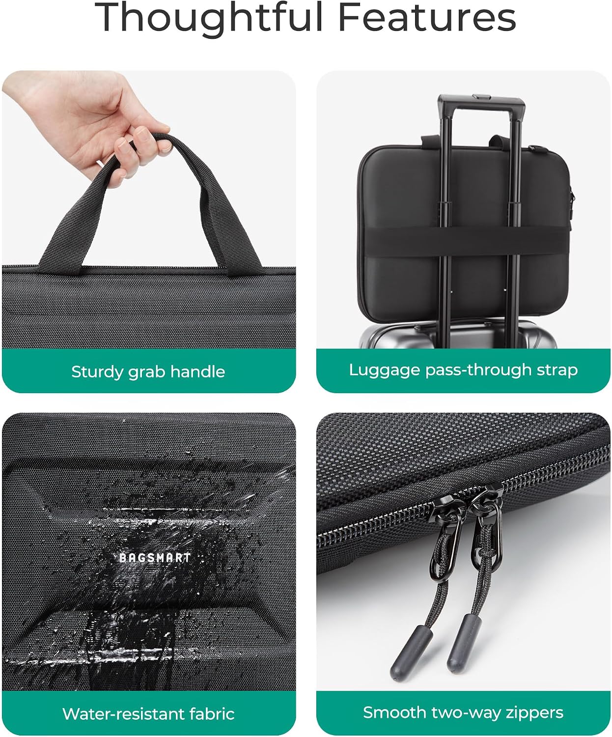 15.6-16 inch BAGSMART Laptop Computer Case with Strap,Shockproof Waterproof Laptop Bag with Sturdy Handle