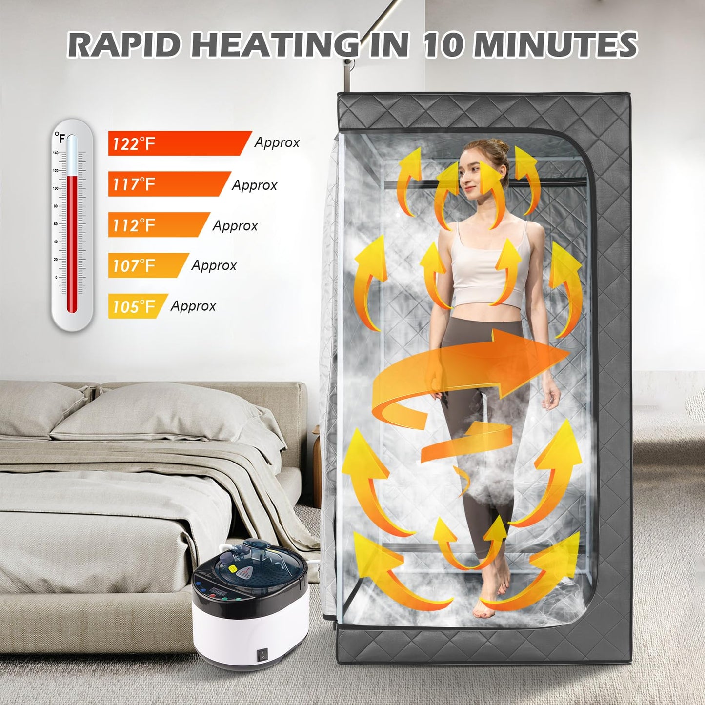 iDOTODO Full Size Home Sauna, Portable Steam Sauna for Home Spa, One Person Foldable Lightweight, Full Body Sauna Tent for Relaxation, 1500W & 4L Steamer Generator, Remote Control, Foldable Chair