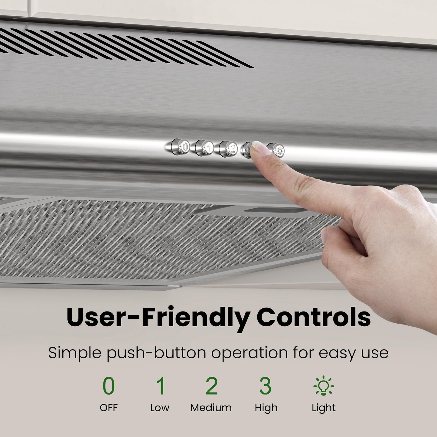 FIREGAS 30 Inch Under Cabinet Range Hood, 300 CFM Ducted/Ductless Kitchen Vent Hood Over Stove, 3-Speed Exhaust Fan with LED Light, Reusable Filter & Charcoal Filter, Stainless Steel