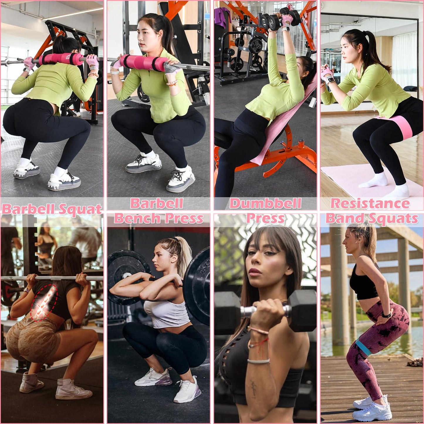 ATENTO 9Pcs Barbell Pad Set for Hip Thrusts, Thick Cushion Hip Thrust Pad for Relief Pressure from Neck Shoulder, Squat Pad Fits Standard Olympic Bars & Smith Machine, Weight Bar Pad for Bench Press, Lunges, Workout, Leg Exercise- Gym Accessories with Ank