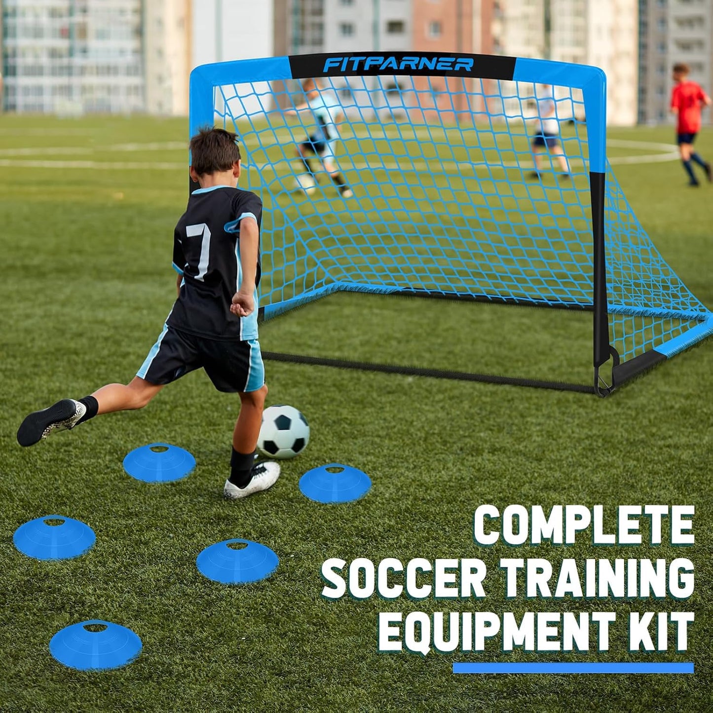 Kids Soccer Goals for Backyard Set - 2 Pack of Portable Pop Up Soccer Nets with Ball,Cones,Complete Training Equipment Kit for Toddler,Youth,Kids Age 3-14,Outdoor Sports Game