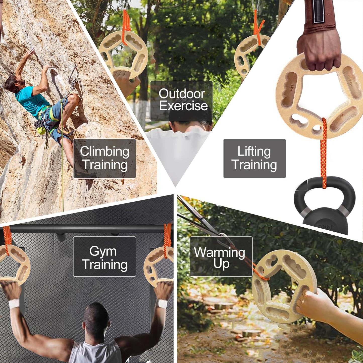 POWER GUIDANCE Hangboard Fingerboard Climbing Grip Strength Training Indoor and Outdoor Double-Sided Non-Slip Portable