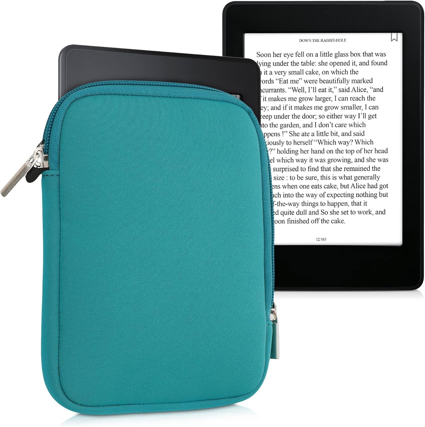 kwmobile 6" Neoprene e-Reader Pouch Size eReader - Universal eBook Sleeve Case with Zipper - Petrol