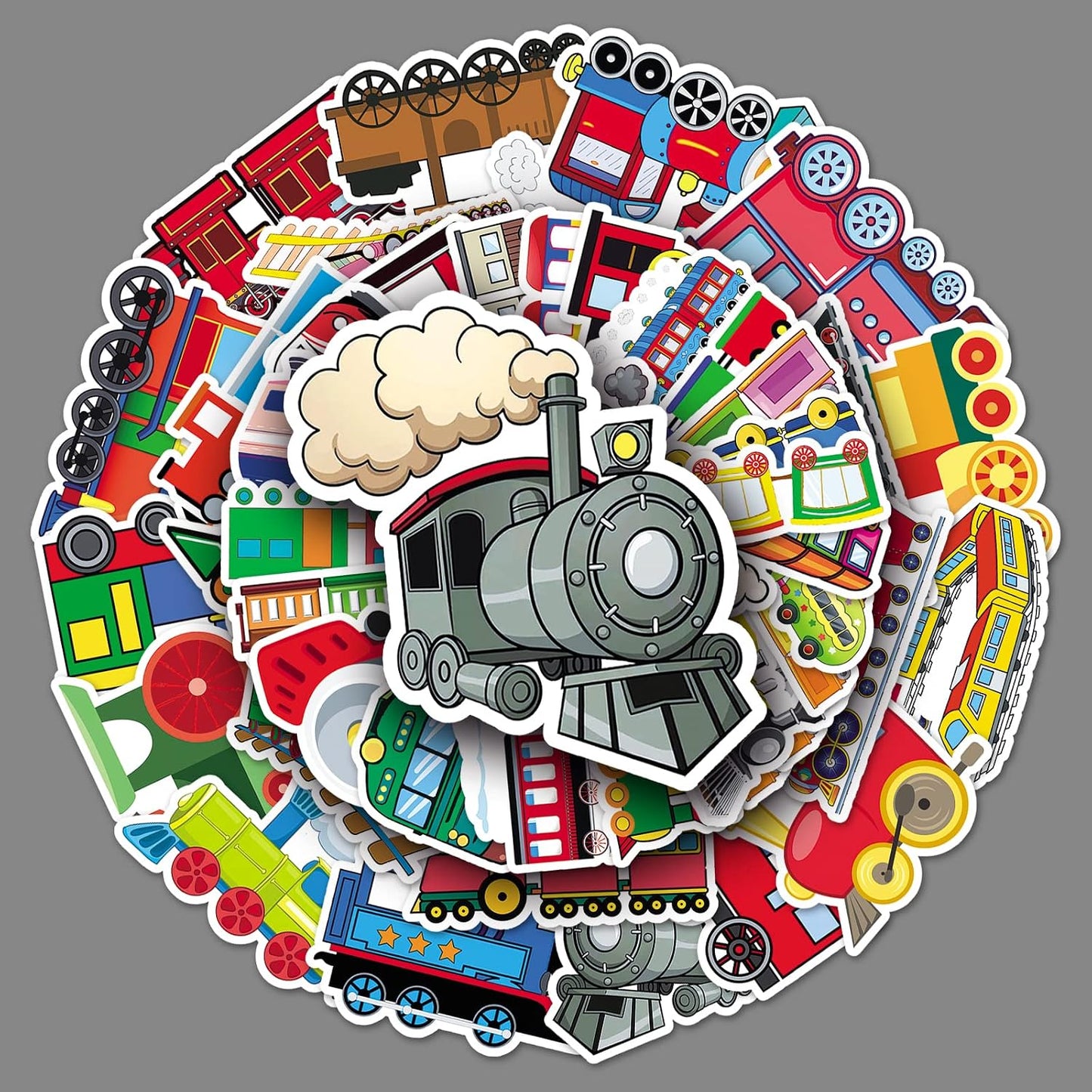DIYYILIF 100 Pcs Train Stickers, Vinyl Waterproof Stickers for Water Bottles, Laptop, Notebook, Scrapbook, Luggage