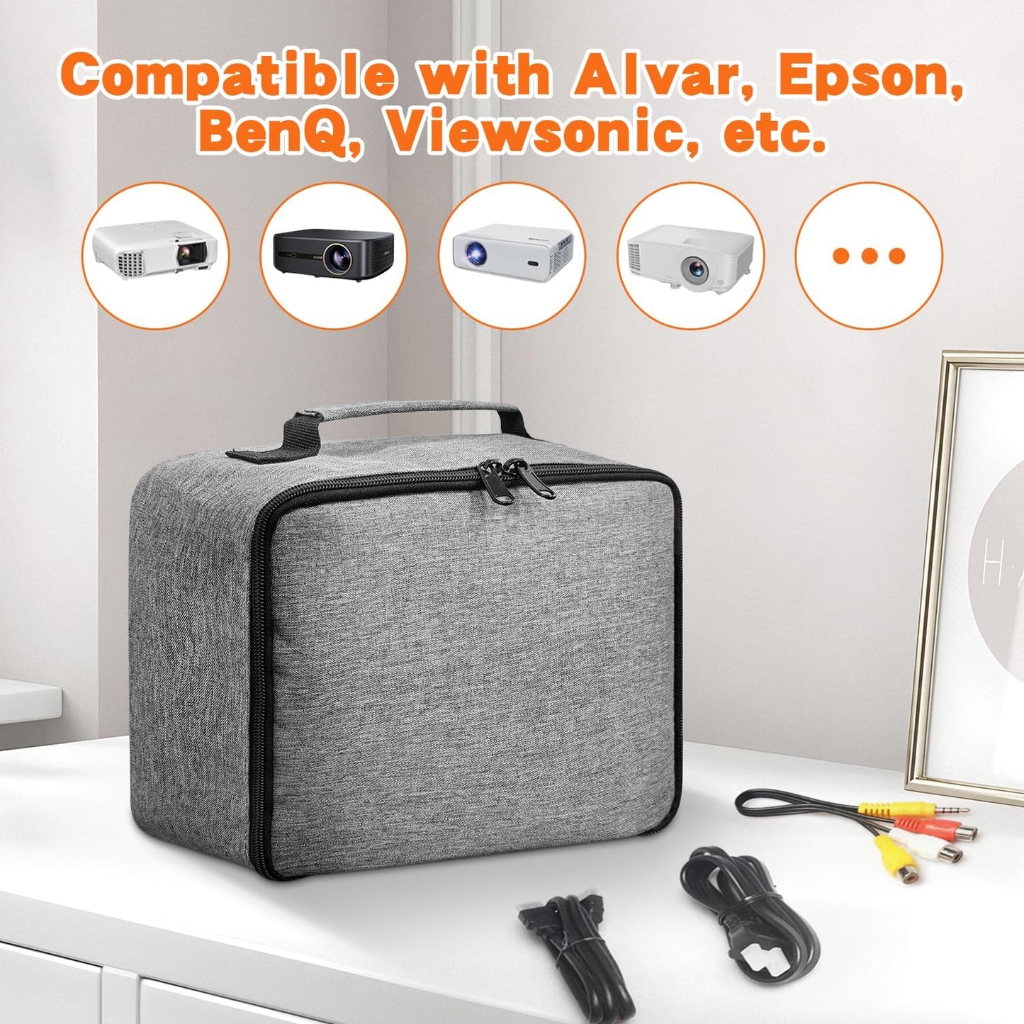 (ID:10.4*8.8*5in) Grekos Projector Carrying Bag,Projector Carrying Case for Accessories,Portable Carrying Bag