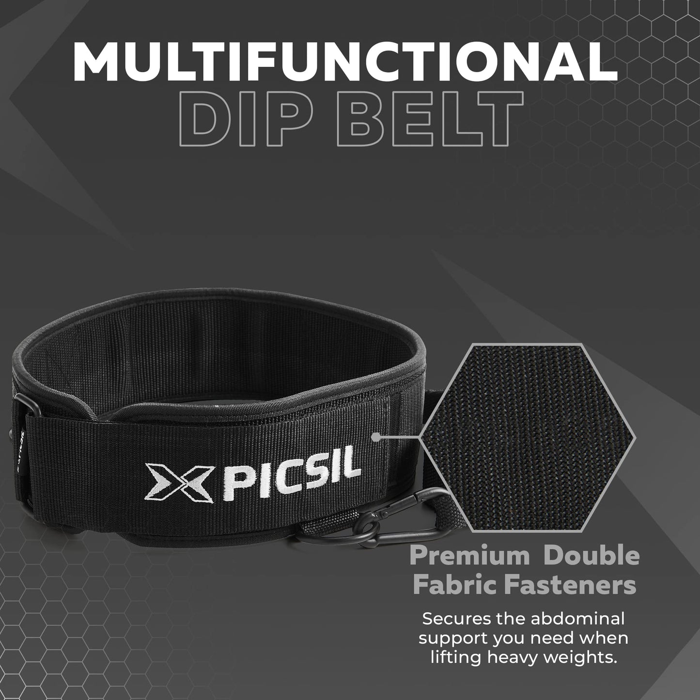 PICSIL Dip Belt, Weighted Belt, Weightlifting Belt for Training, Fitness, Gym (Large)