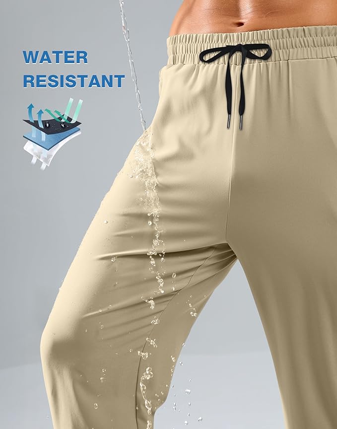 Pudolla Men's Lightweight Hiking Pants Quick-Dry Outdoor Sweatpants with Zipper Pockets for Casual Travel Athletic Workout