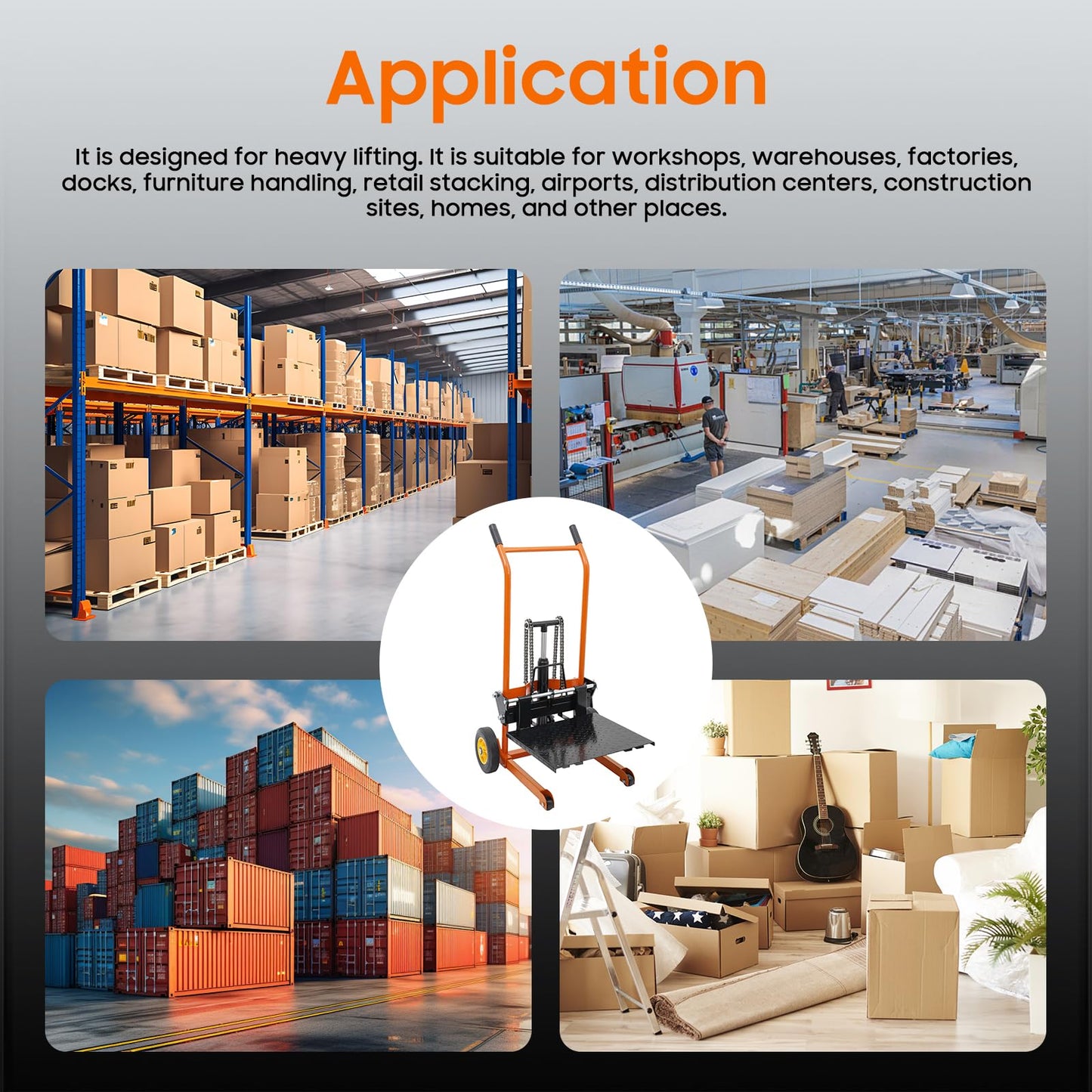 Hydraulic Material Lift Pallet Truck, 577LBS Capacity Adjustable Lift Stacker Heavy-Duty Hydraulic Material Lift Winch Stacker Forklift w/Removable Lifting Plate for Workshops Warehouses Factories