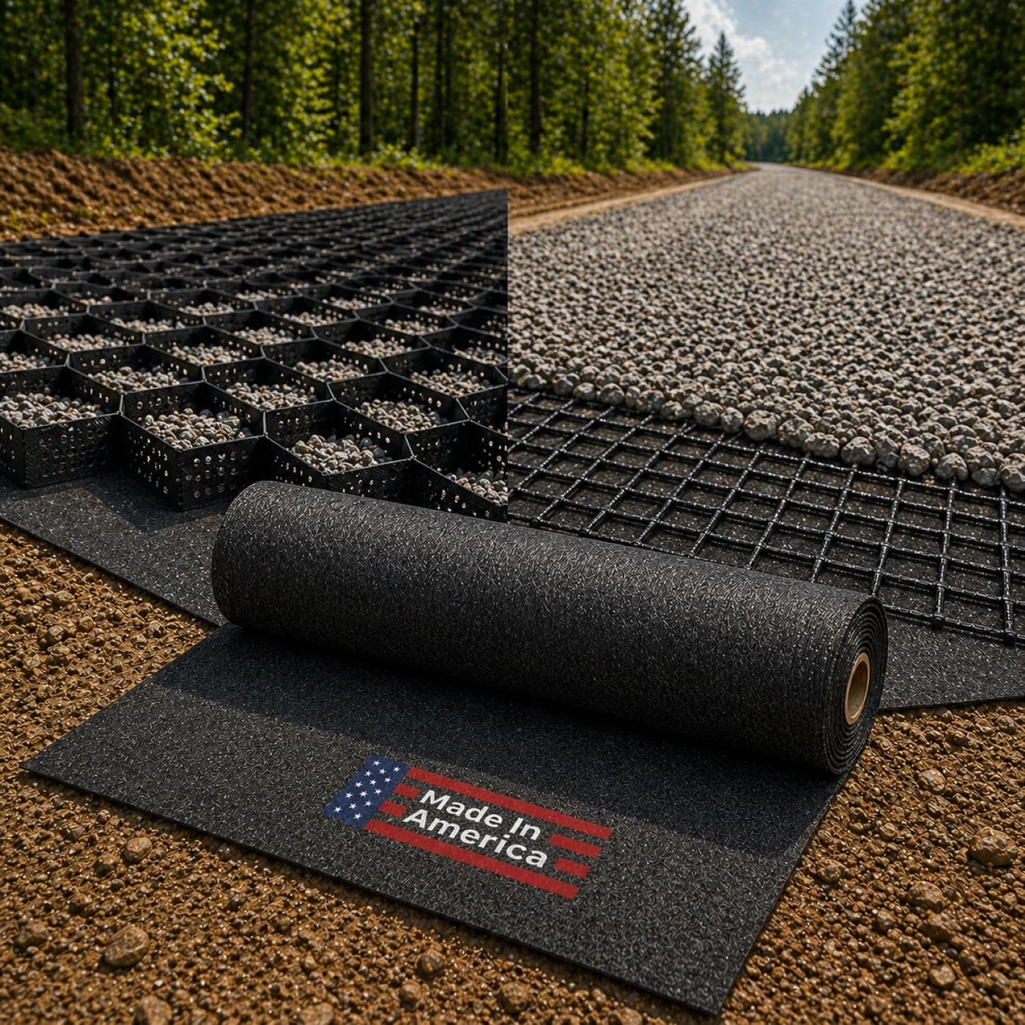 Sandbaggy Geogrid & Geocell Underlayment Fabric | Non-Woven Geotextile (8 oz) – Soil Stabilization for Driveways, Roads & Gravel – Erosion Control for Slopes & Walls | USA Made (15 ft x 50 ft Roll)