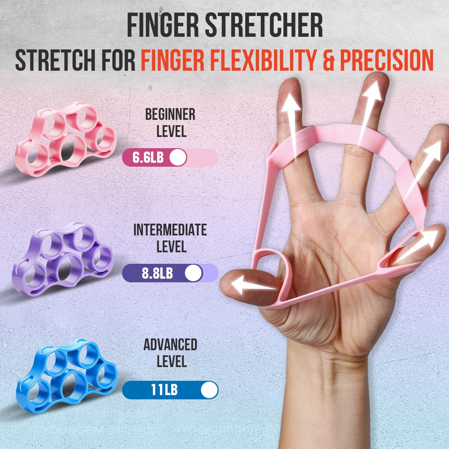 TEAWOO 10-Pack Grip Strength Trainer Kit, Adjustable Forearm Strengthener, 3 Colors Hand Grip Strengthener Balls, Finger Exerciser & Stretcher for Strength Training, Recovery & Flexibility